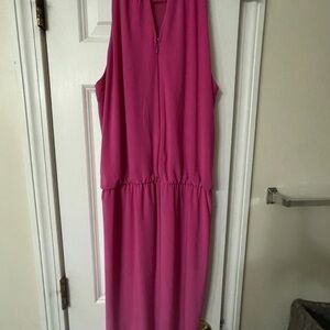 Laundry By Shelli Segal Pink V-Neck Sheath Midi Dress